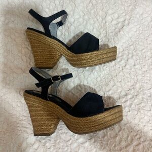 Castañer espadrille sandals 37 6.5 Spain castaner black open toe ankle strap